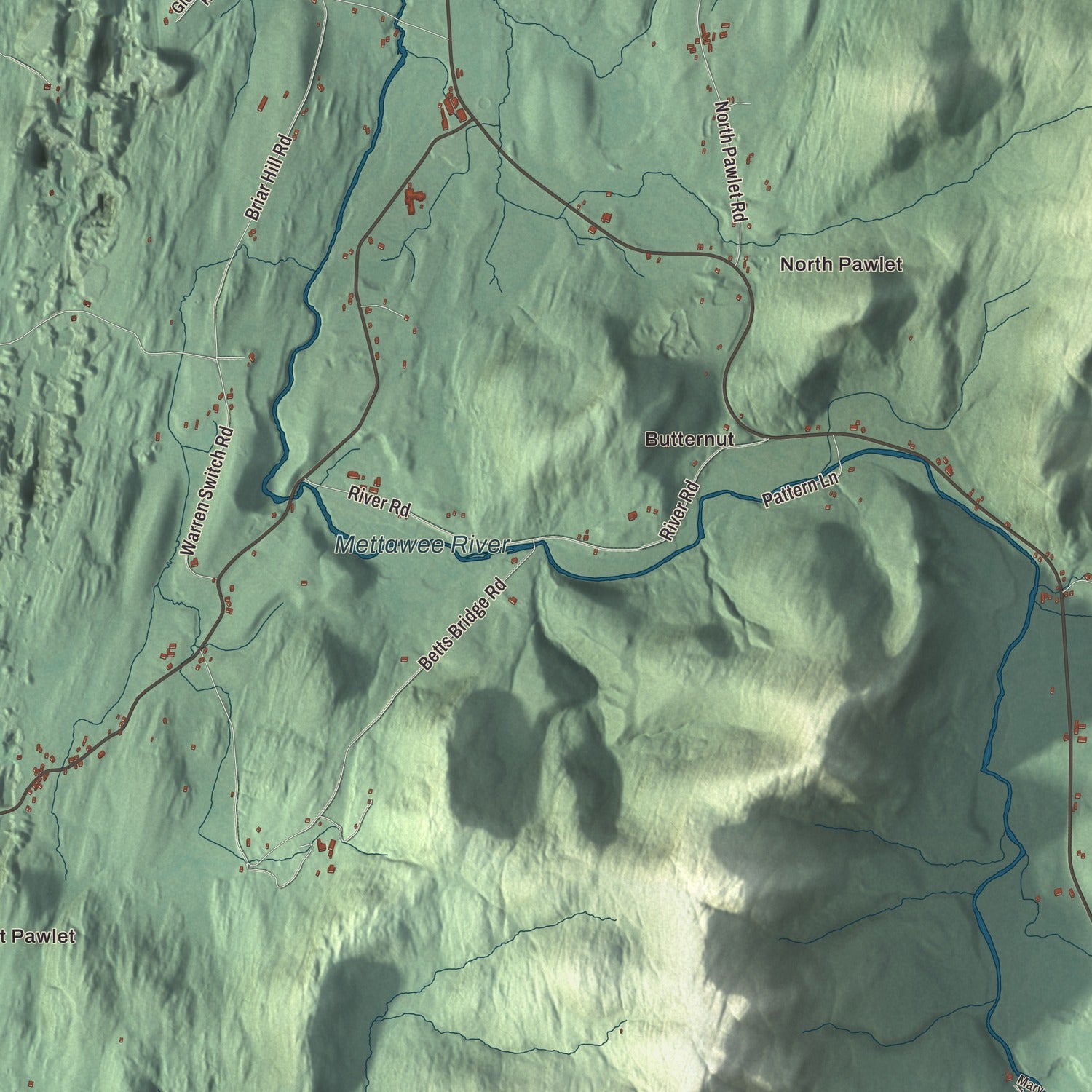 Terrain and local geography detail from the Pawlet, Vermont map