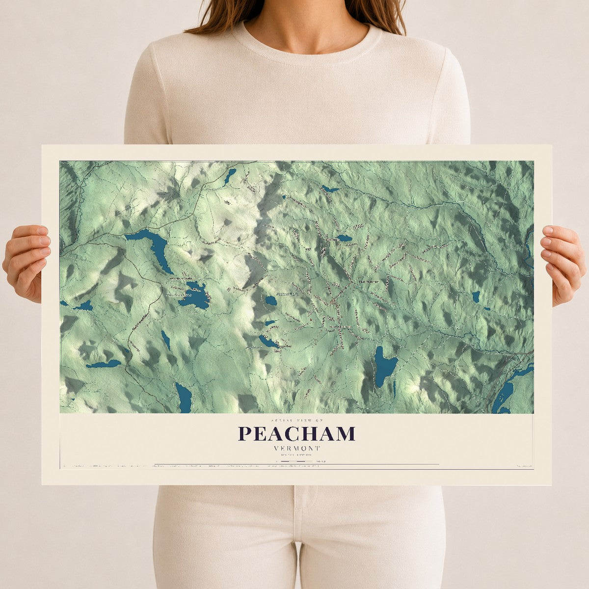 Map of Peacham, Vermont, 12 x 18 inch unframed archival matte print