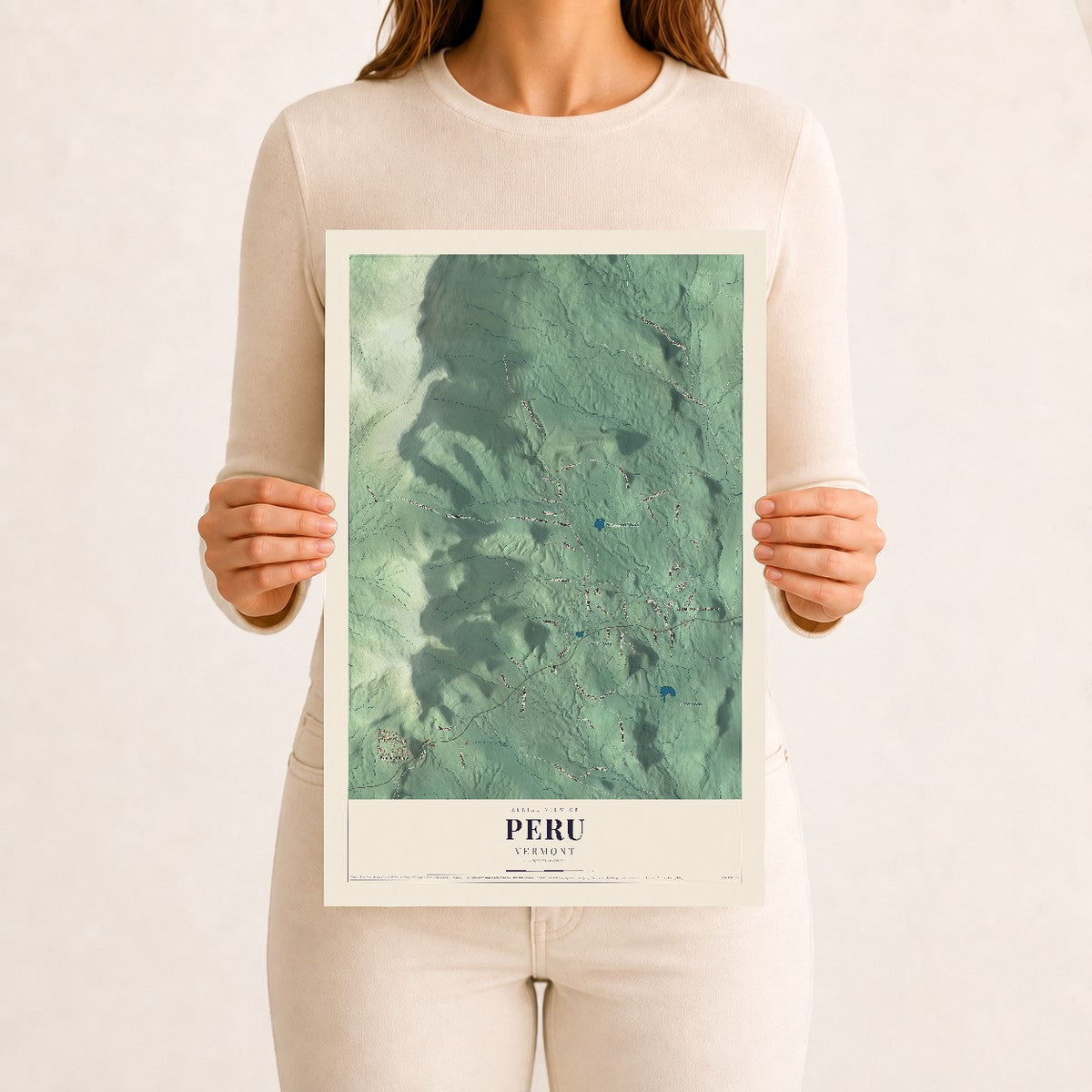 Peru, Vermont map print - 12 x 18 archival matte print