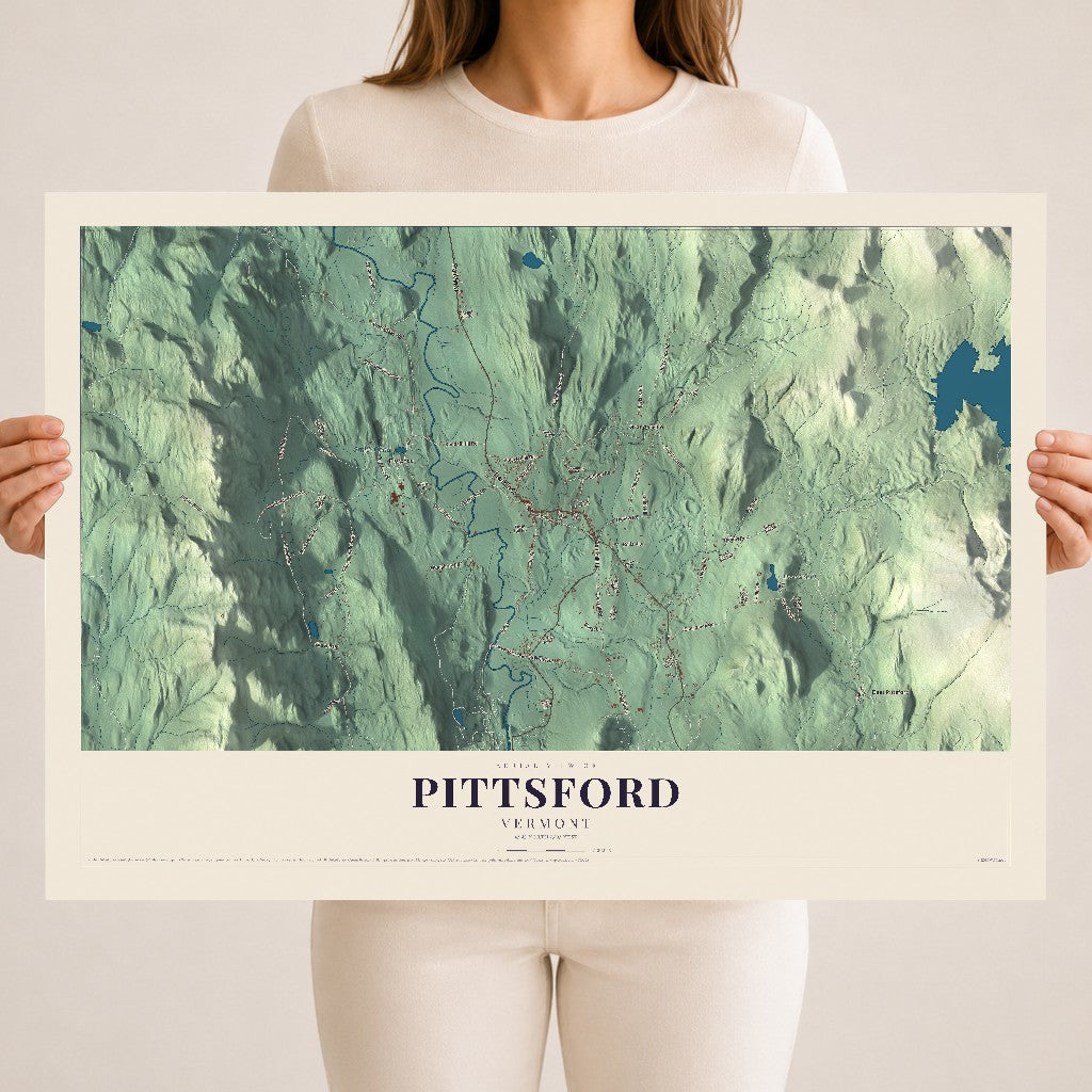 Map of Pittsford, Vermont, 18 x 24 inch unframed archival matte print