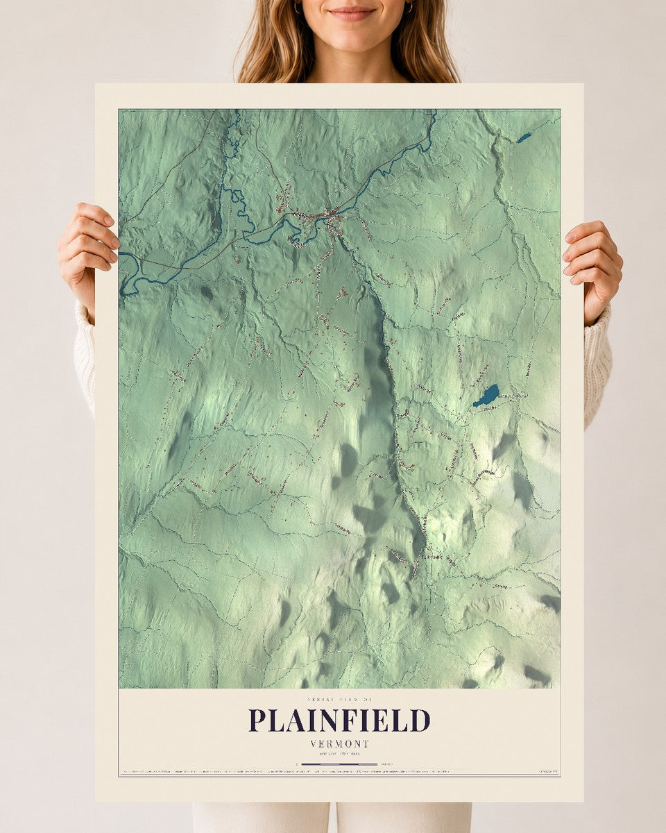 Plainfield, Vermont map print - 24 x 36 archival matte print