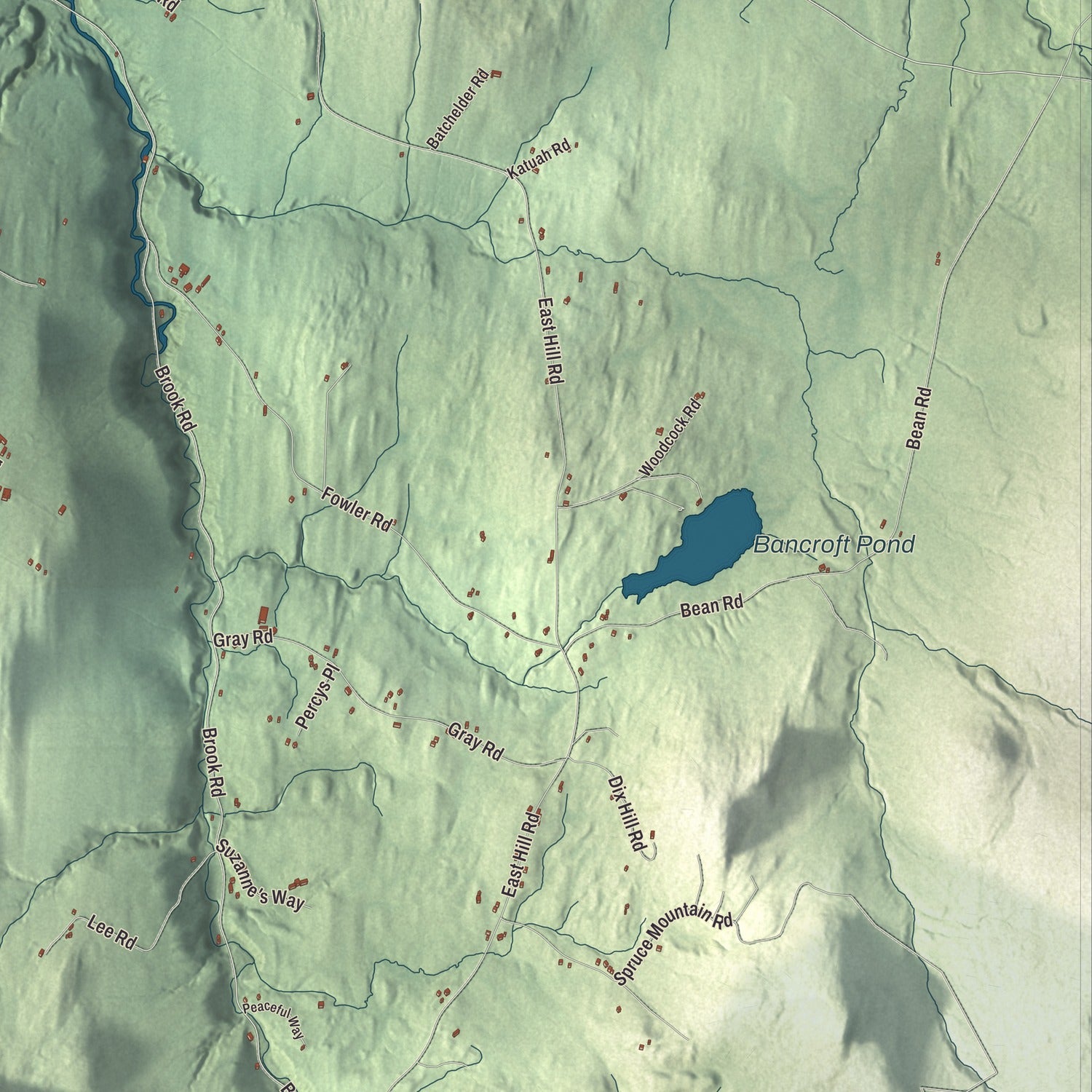 Terrain and local geography detail from the Plainfield, Vermont map
