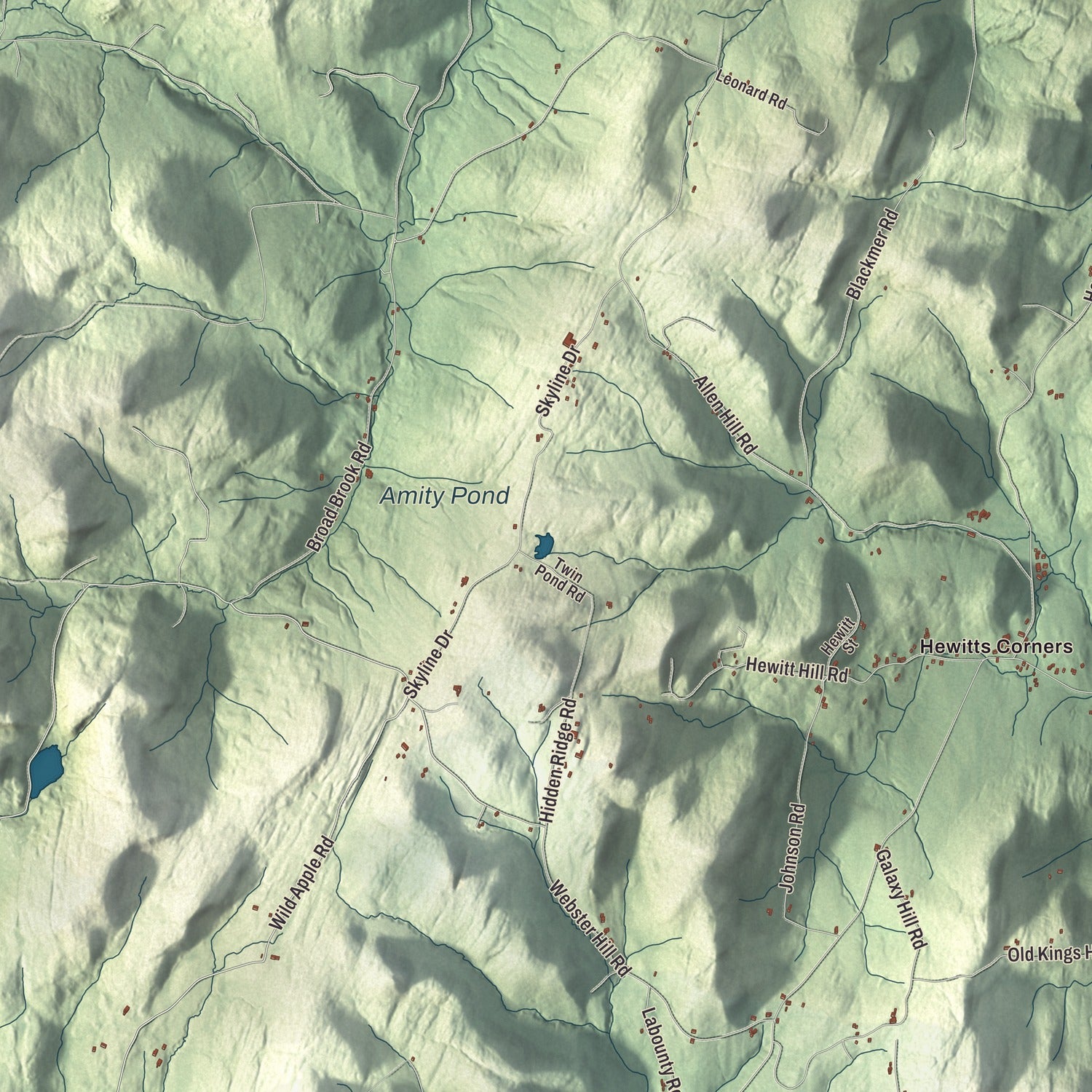 Terrain and local geography detail from the Pomfret, Vermont map