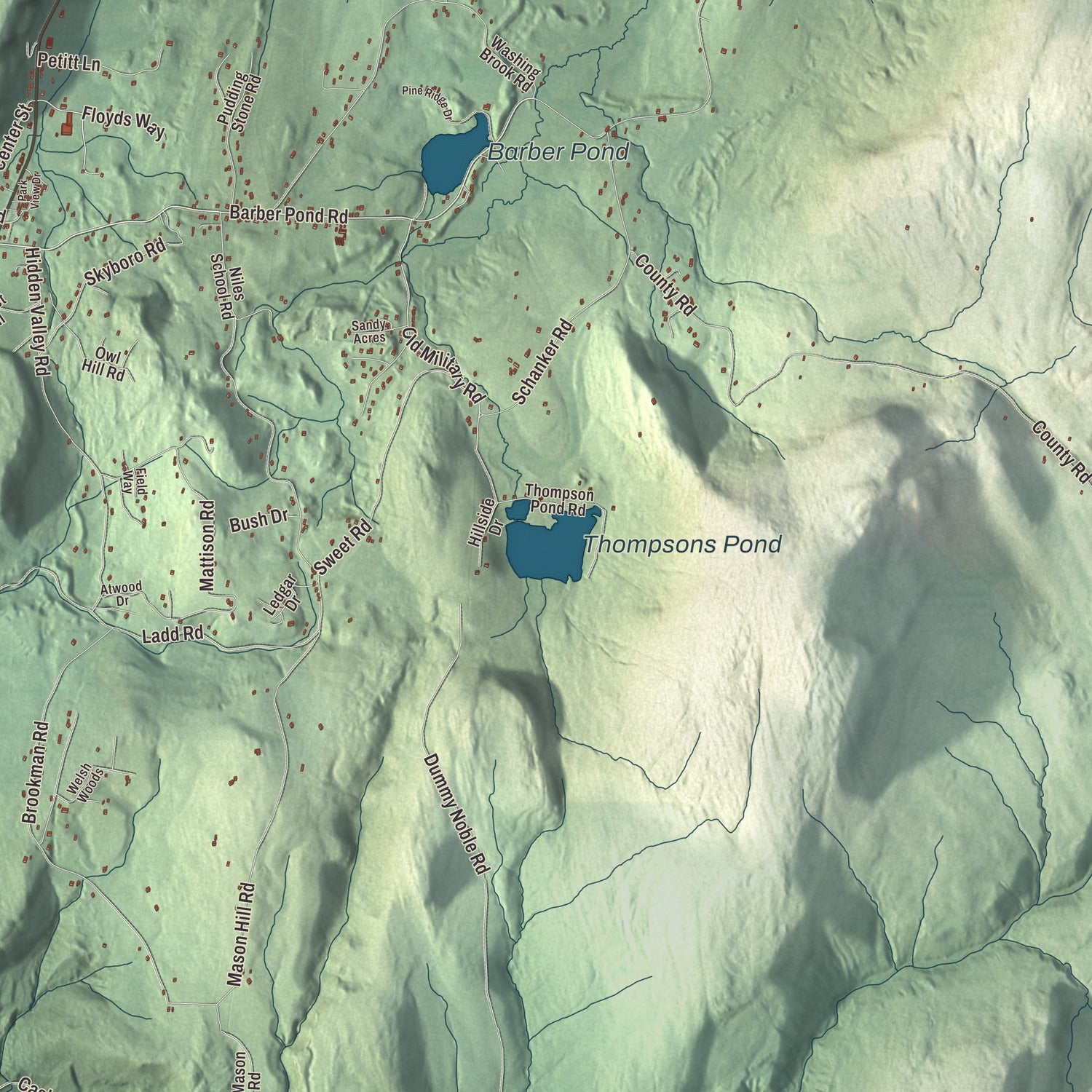 Terrain and local geography detail from the Pownal, Vermont map