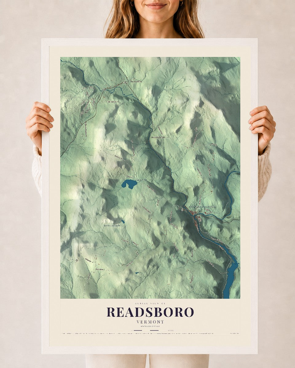 Readsboro, Vermont map print - 24 x 36 white Ayous wood frame