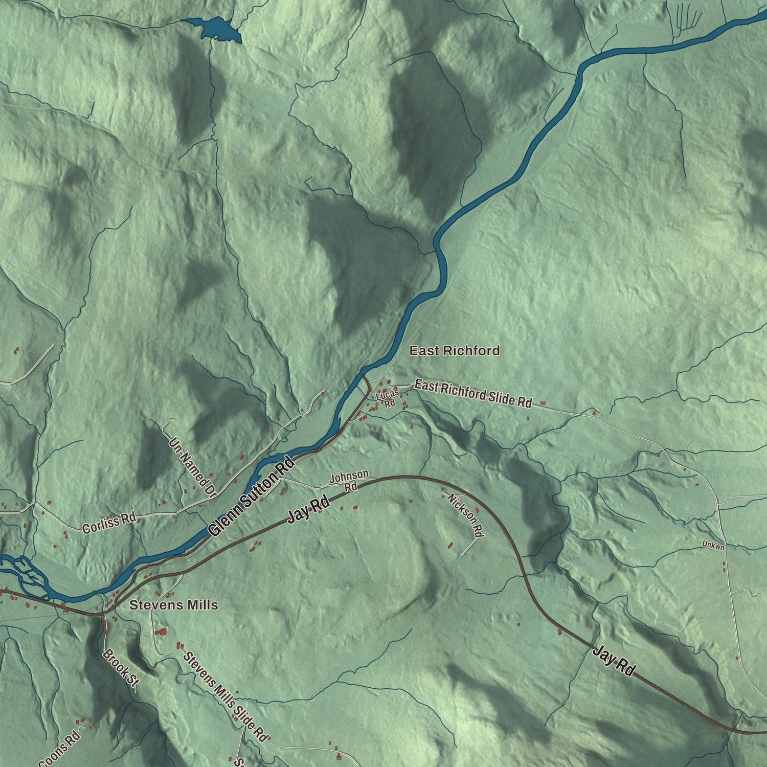 Street and neighborhood detail from the Richford, Vermont map