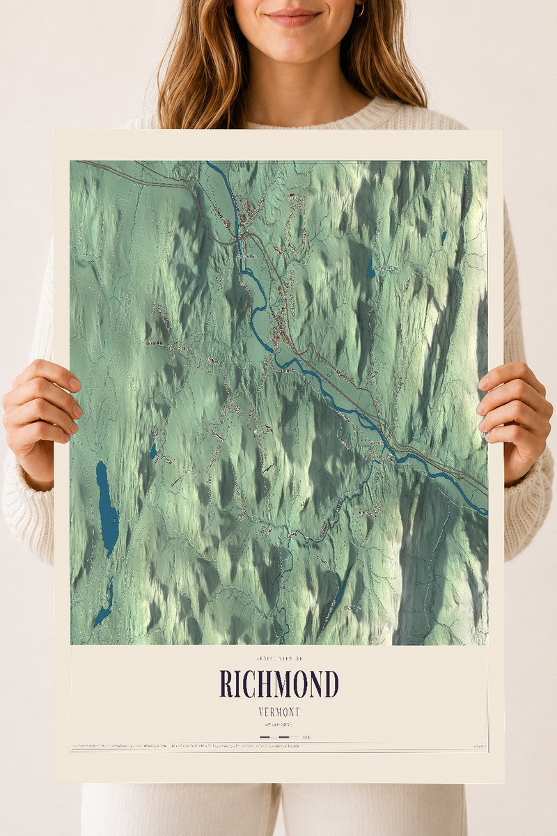 Richmond, Vermont map print - 18 x 24 archival matte print