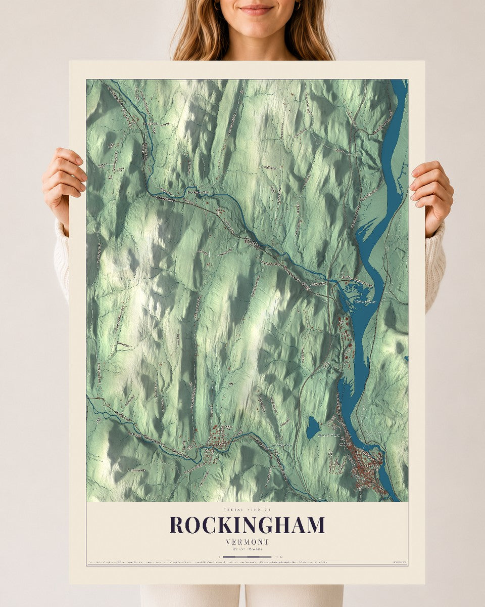 Rockingham, Vermont map print - 24 x 36 archival matte print