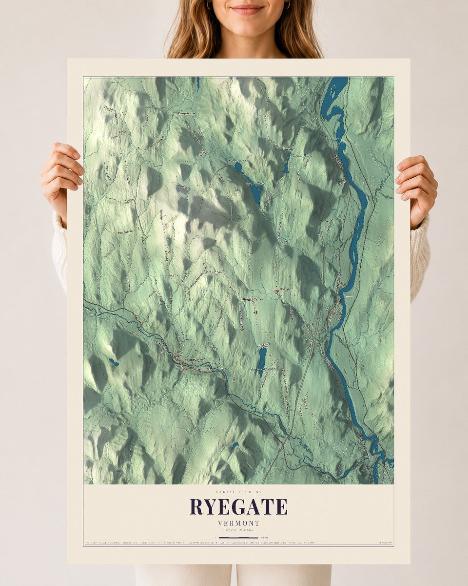 Ryegate, Vermont map print - 24 x 36 archival matte print
