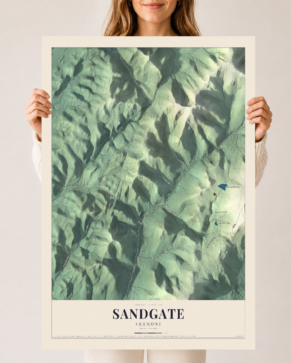 Sandgate, Vermont map print - 24 x 36 archival matte print
