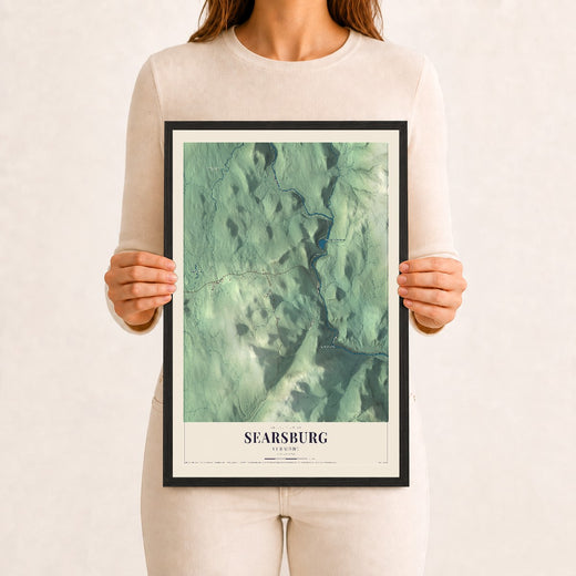 Map of Searsburg, Vermont, 12 x 18 inch print in a black wood frame
