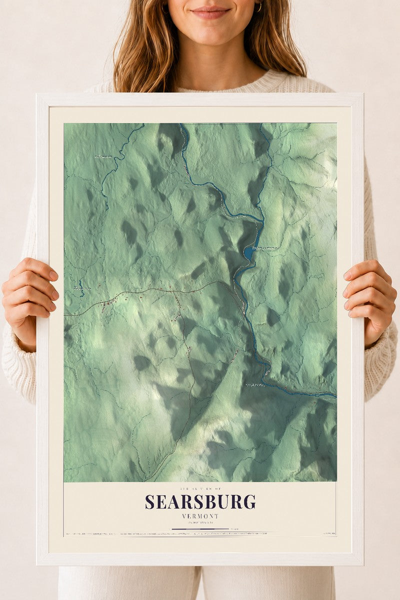 Searsburg, Vermont map print - 18 x 24 white Ayous wood frame