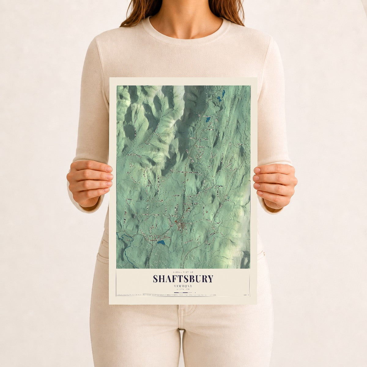 Shaftsbury, Vermont map print - 12 x 18 archival matte print