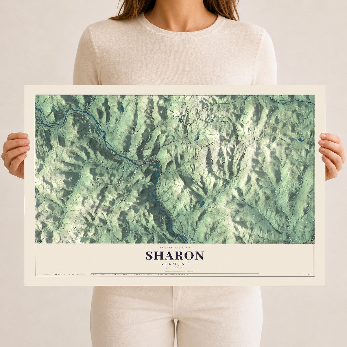 Map of Sharon, Vermont, 12 x 18 inch unframed archival matte print