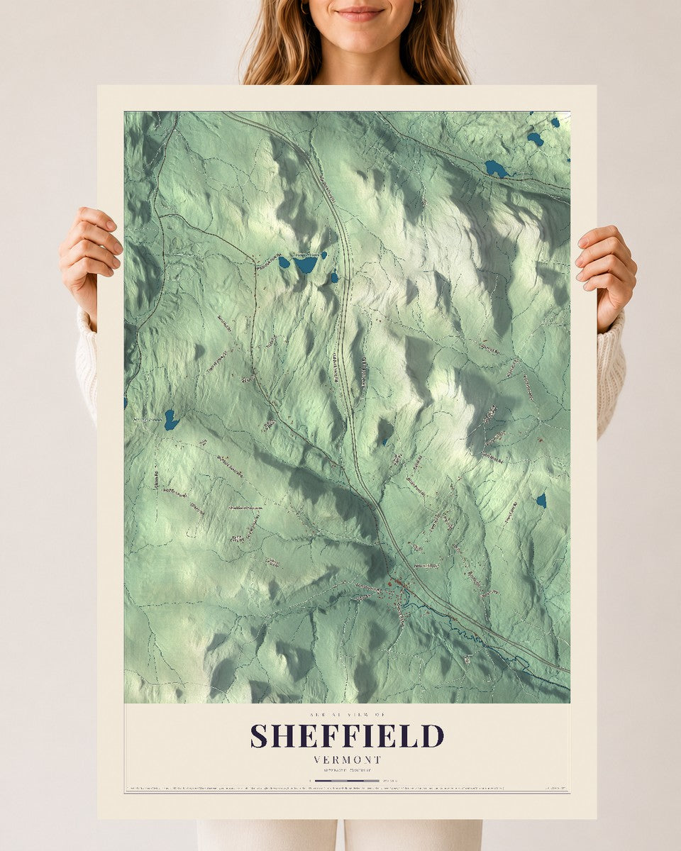 Sheffield, Vermont map print - 24 x 36 archival matte print