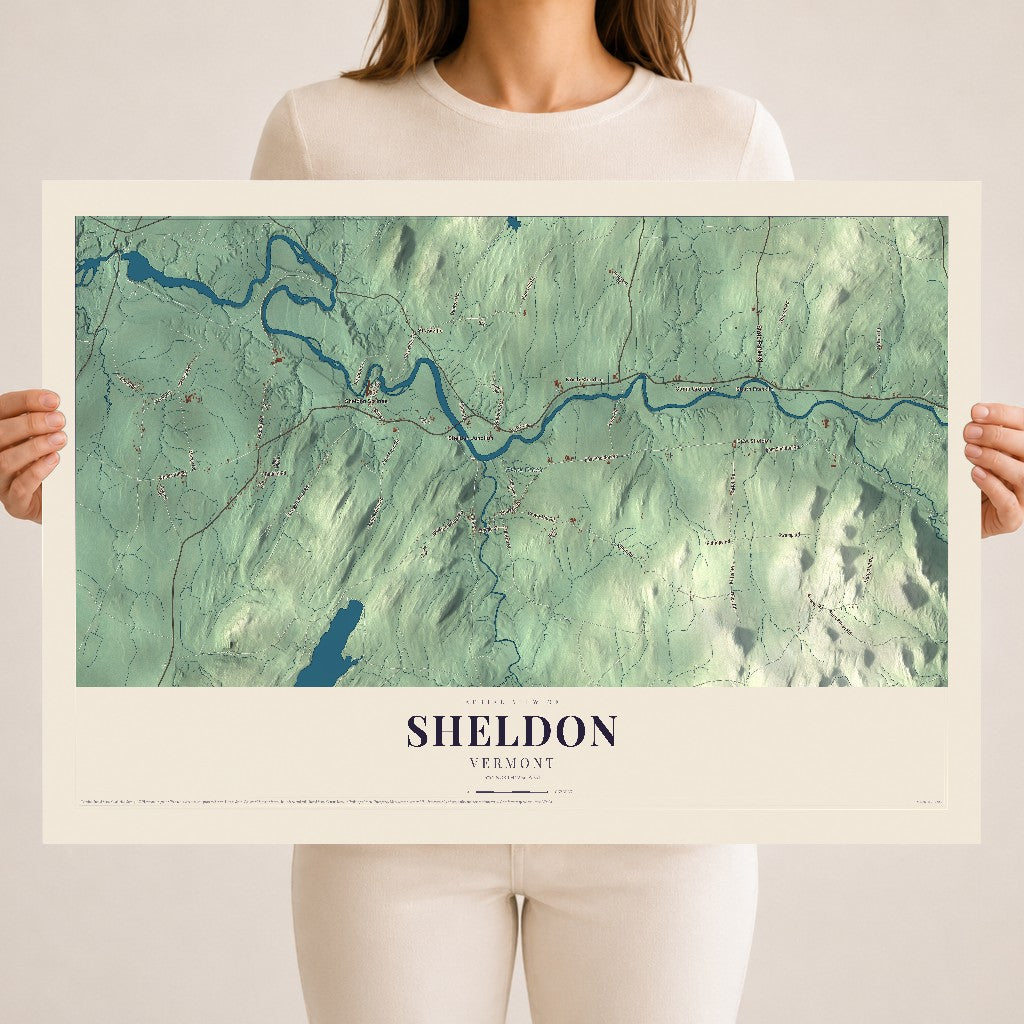Map of Sheldon, Vermont, 18 x 24 inch unframed archival matte print