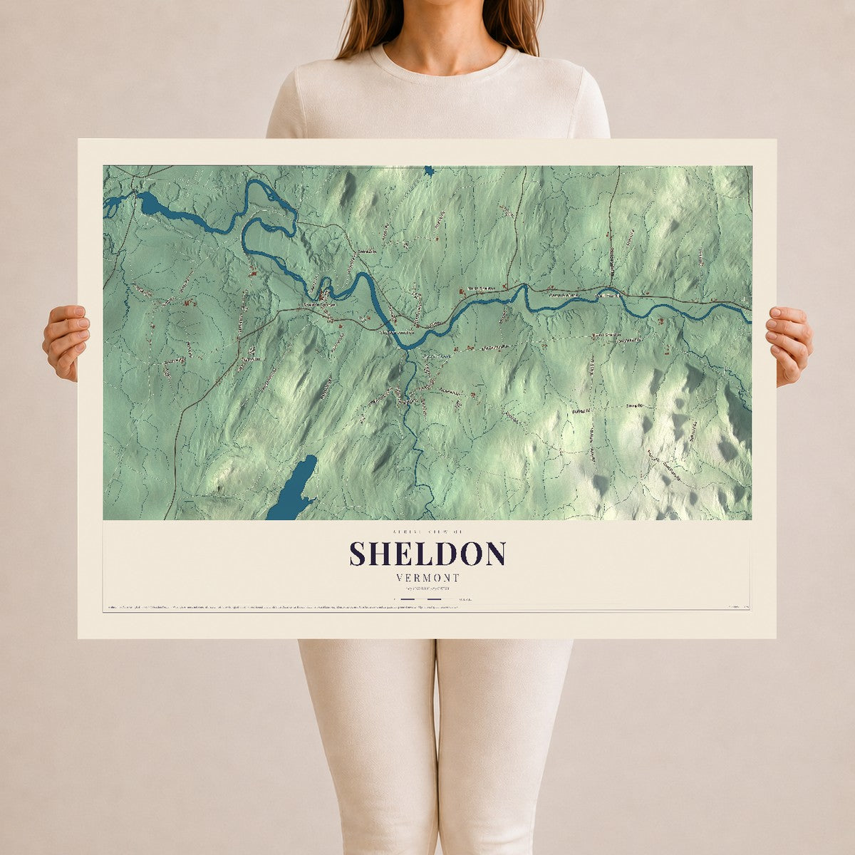Map of Sheldon, Vermont, 24 x 36 inch unframed archival matte print