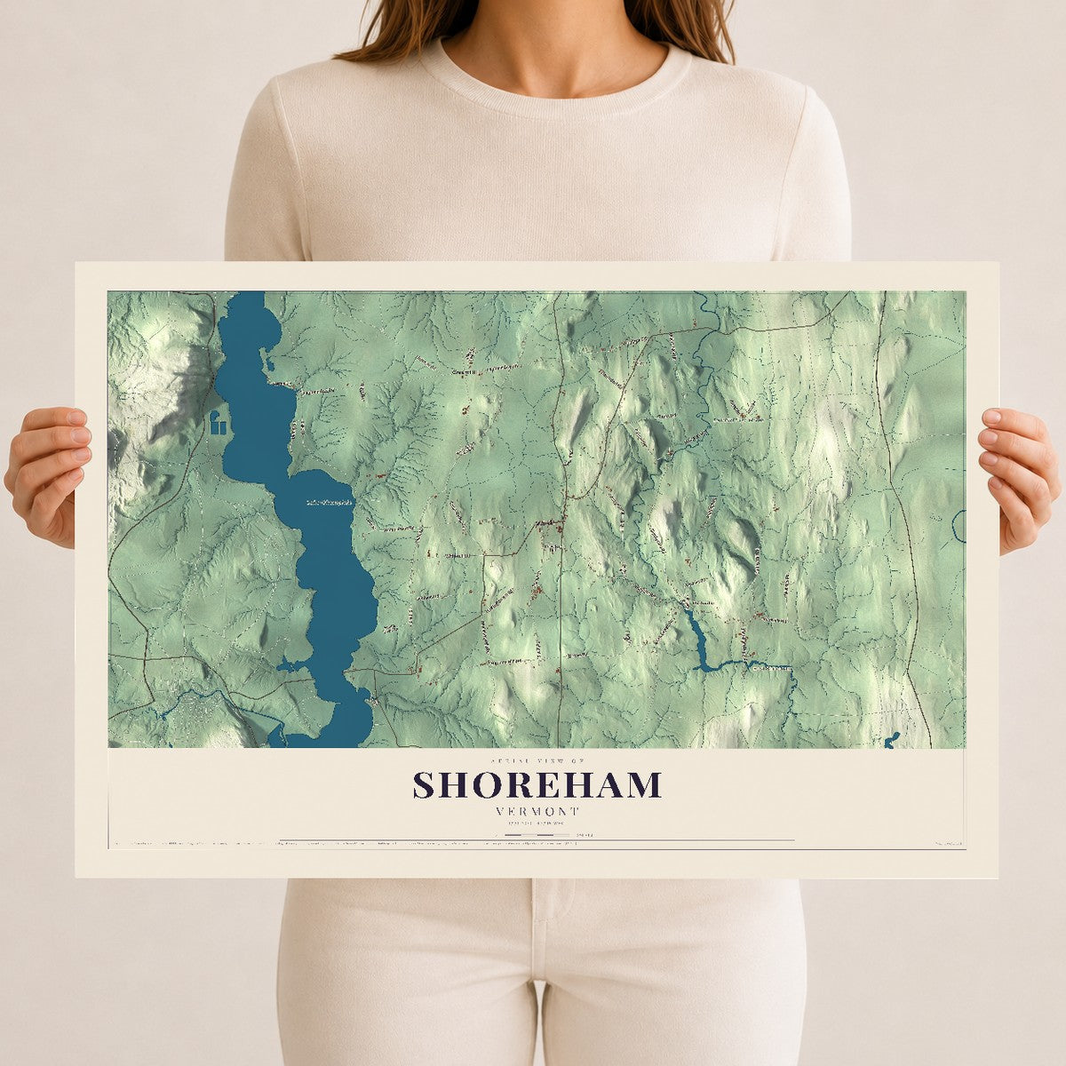Map of Shoreham, Vermont, 12 x 18 inch unframed archival matte print
