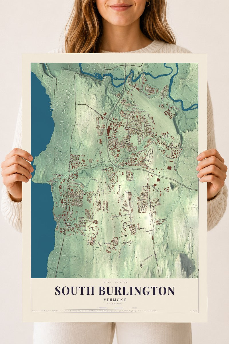 South Burlington, Vermont map print - 18 x 24 archival matte print