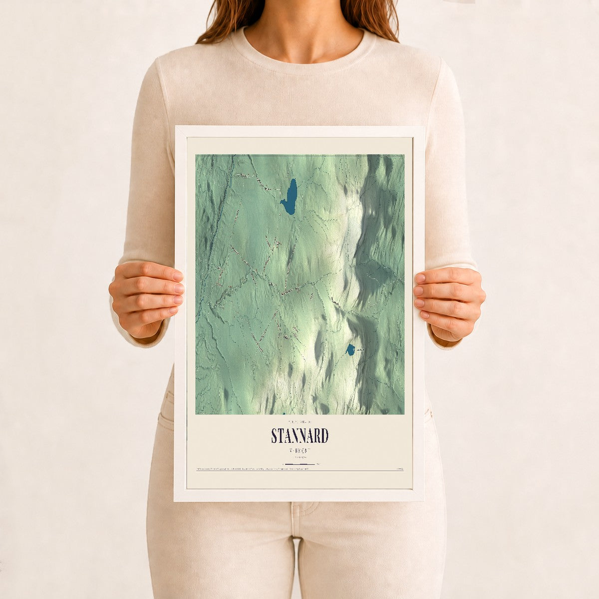 Stannard, Vermont map print - 12 x 18 white Ayous wood frame