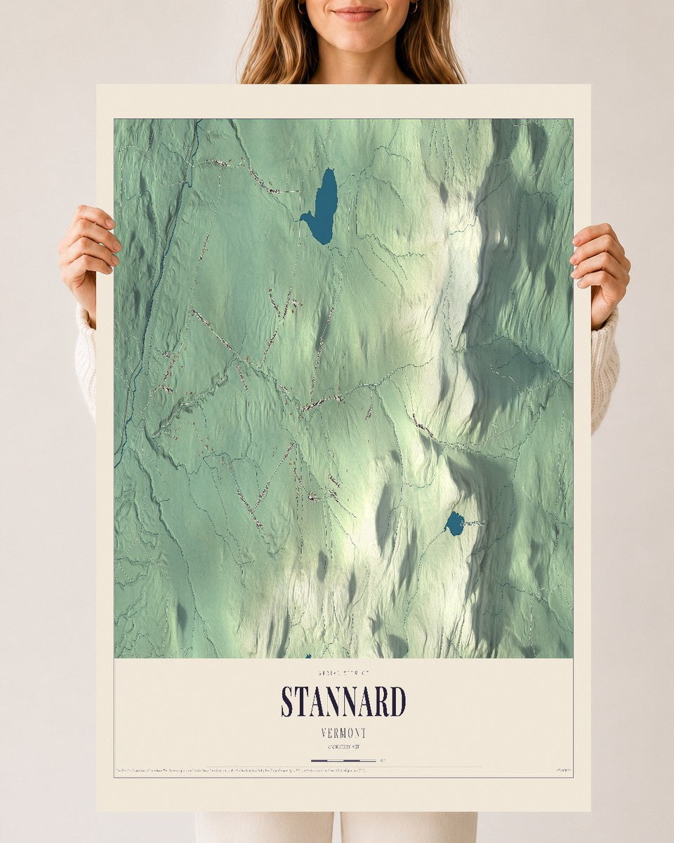 Stannard, Vermont map print - 24 x 36 archival matte print