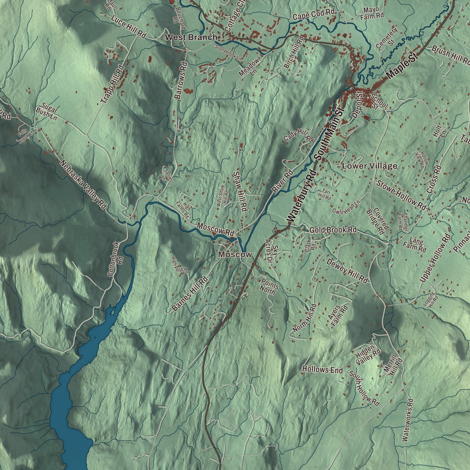 Street and neighborhood detail from the Stowe, Vermont map