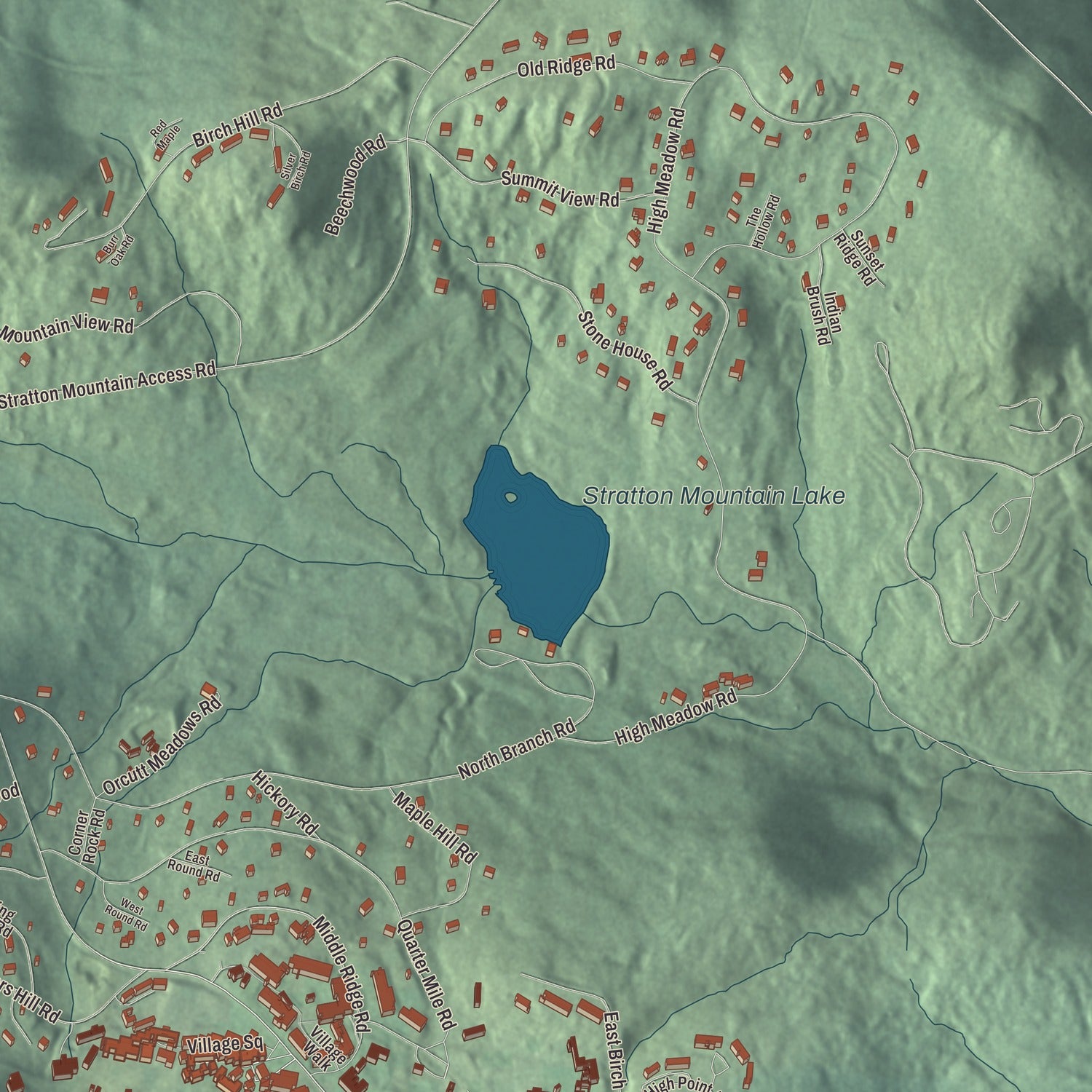 Terrain and local geography detail from the Stratton Mountain, Vermont map