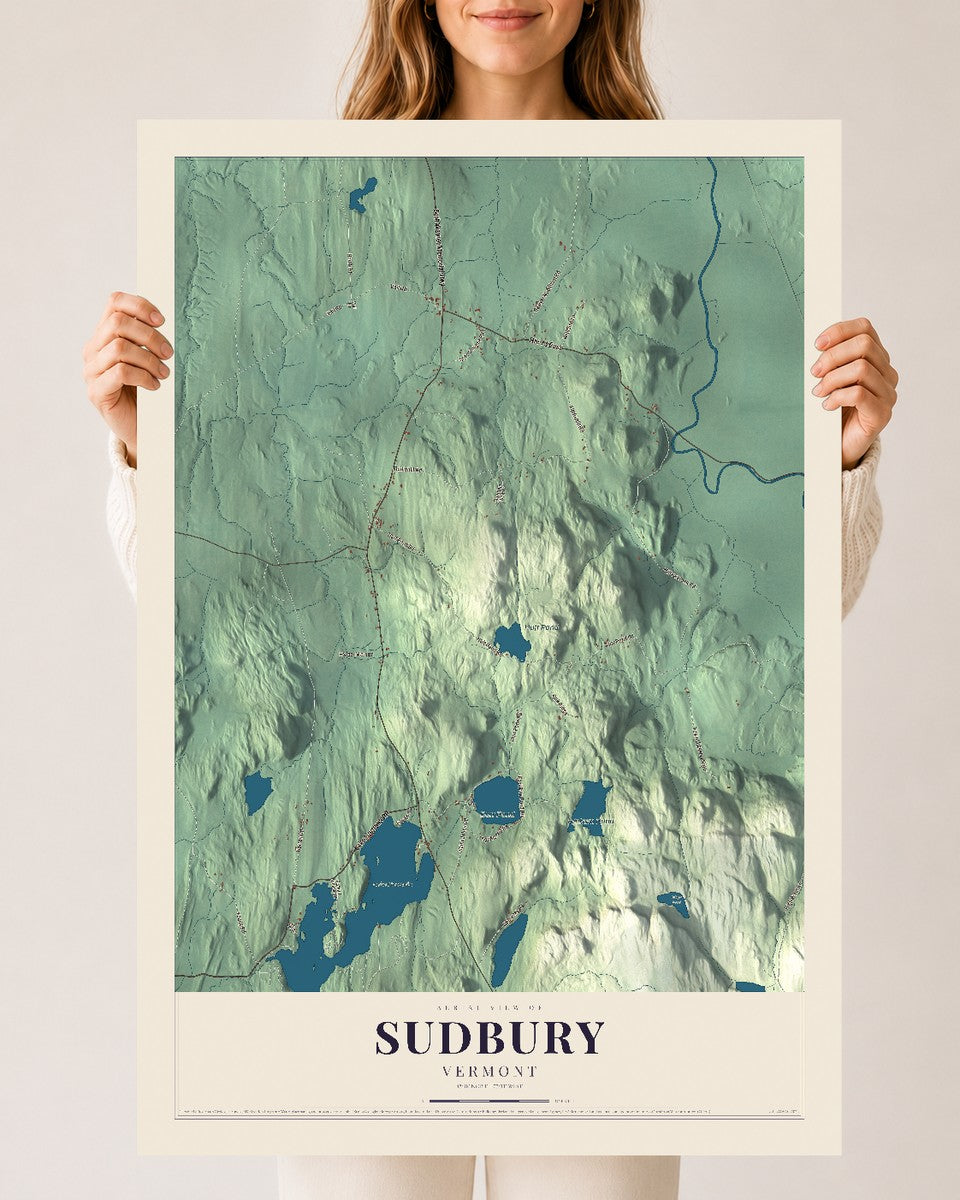 Sudbury, Vermont map print - 24 x 36 archival matte print