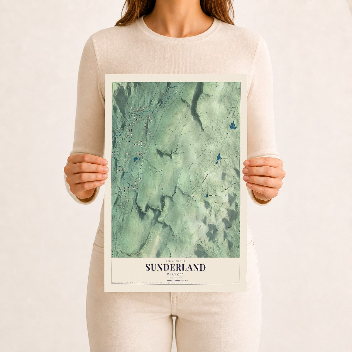 Sunderland, Vermont map print - 12 x 18 archival matte print