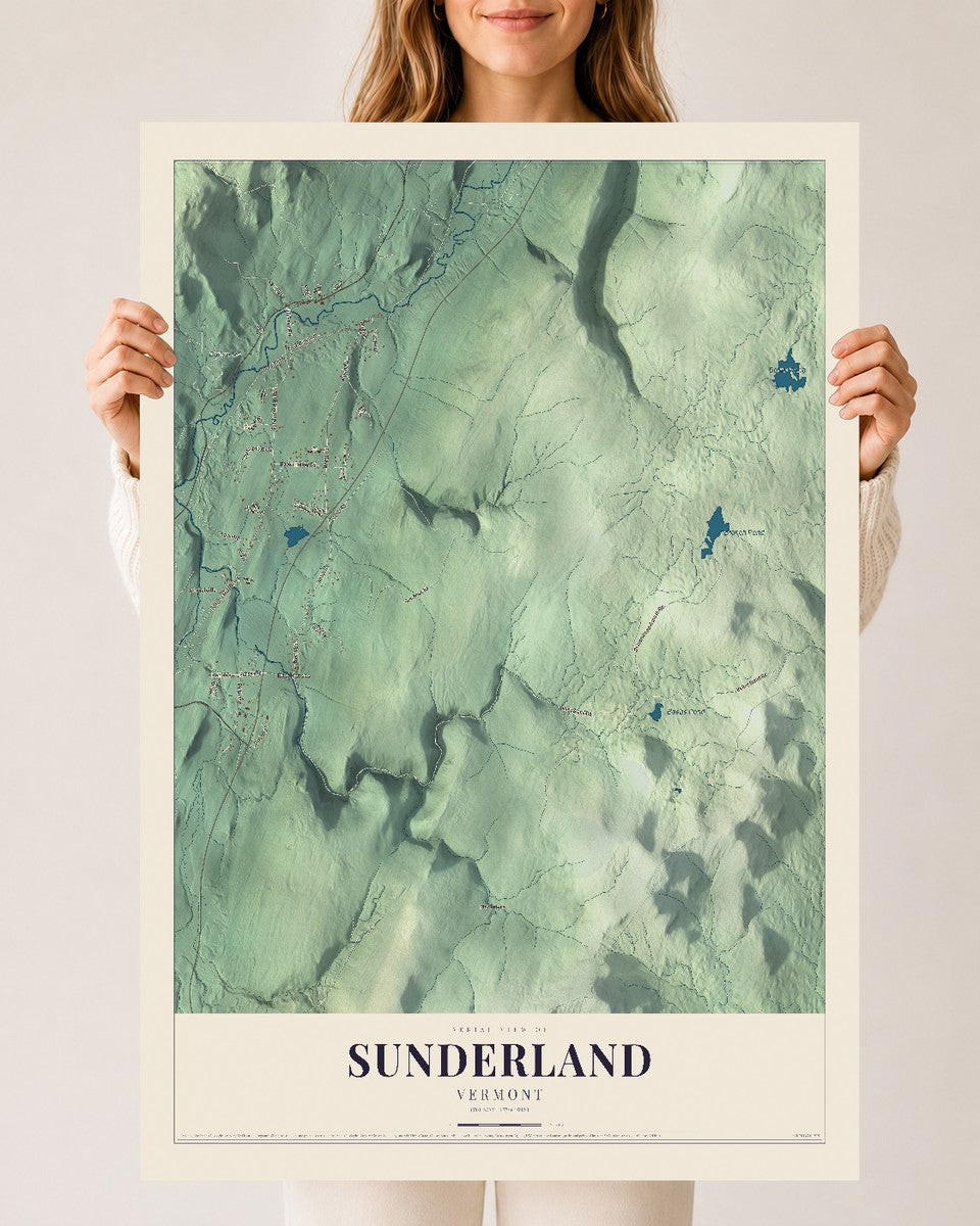 Sunderland, Vermont map print - 24 x 36 archival matte print