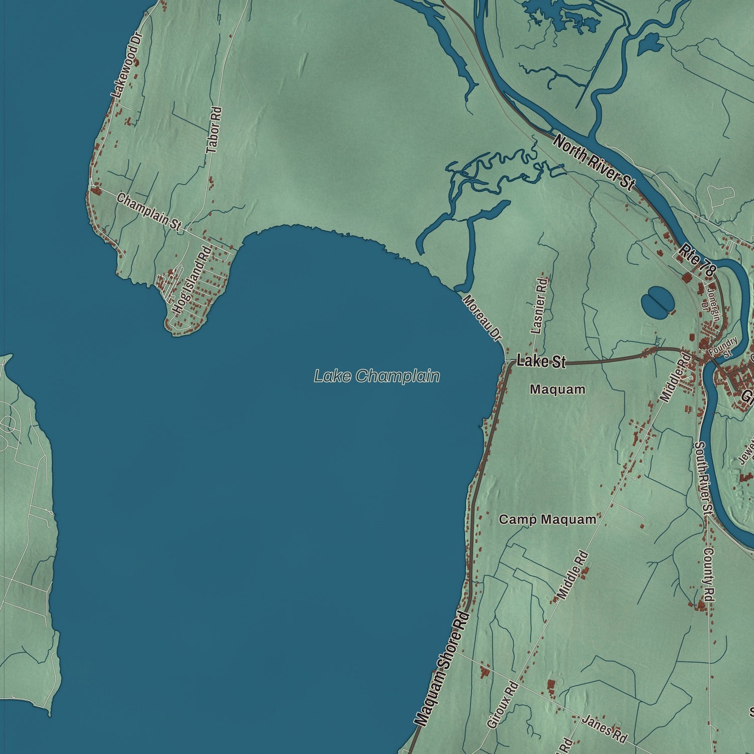 Terrain and local geography detail from the Swanton, Vermont map