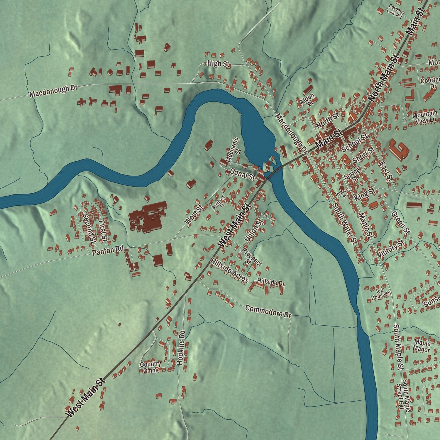 Street and neighborhood detail from the Vergennes, Vermont map
