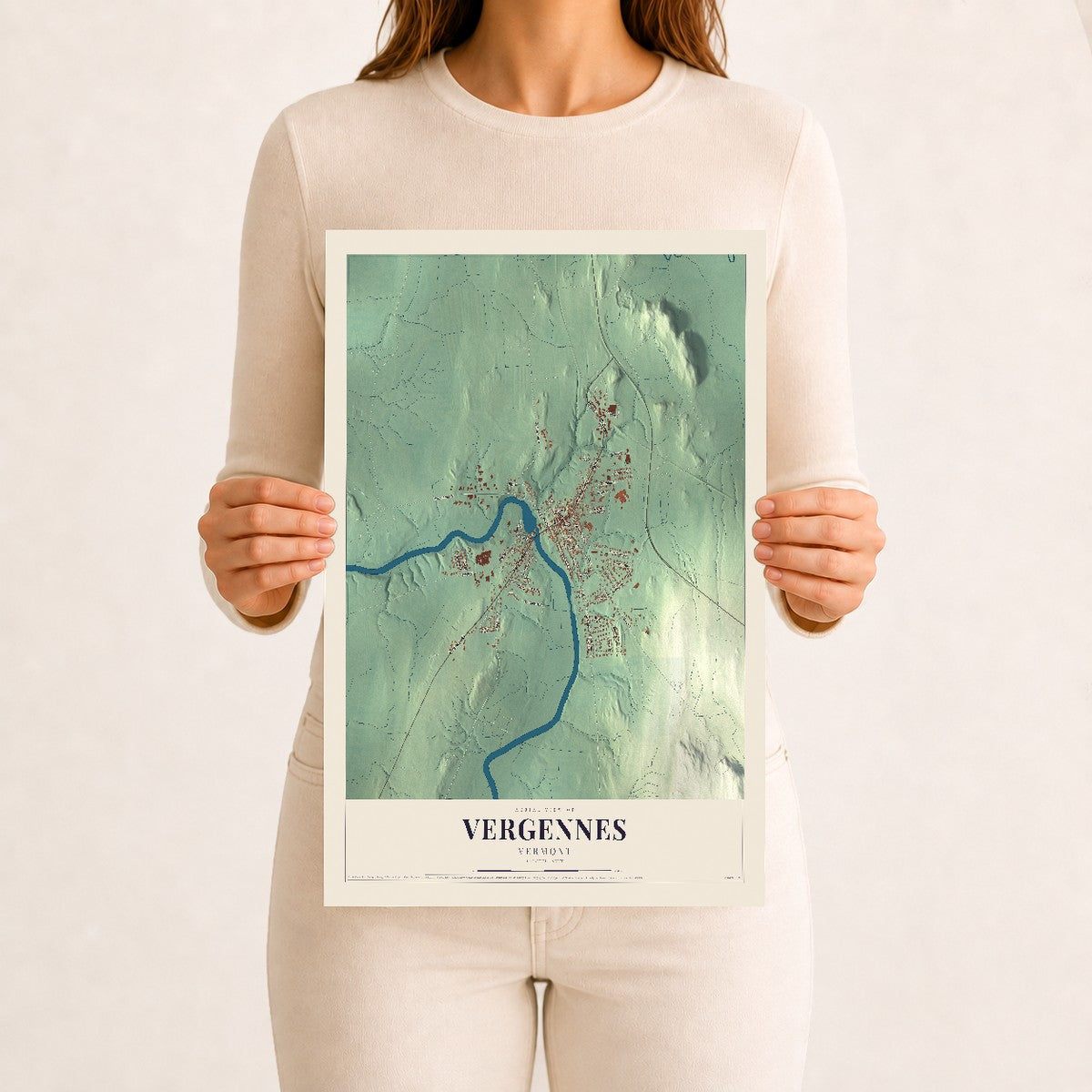 Vergennes, Vermont map print - 12 x 18 archival matte print