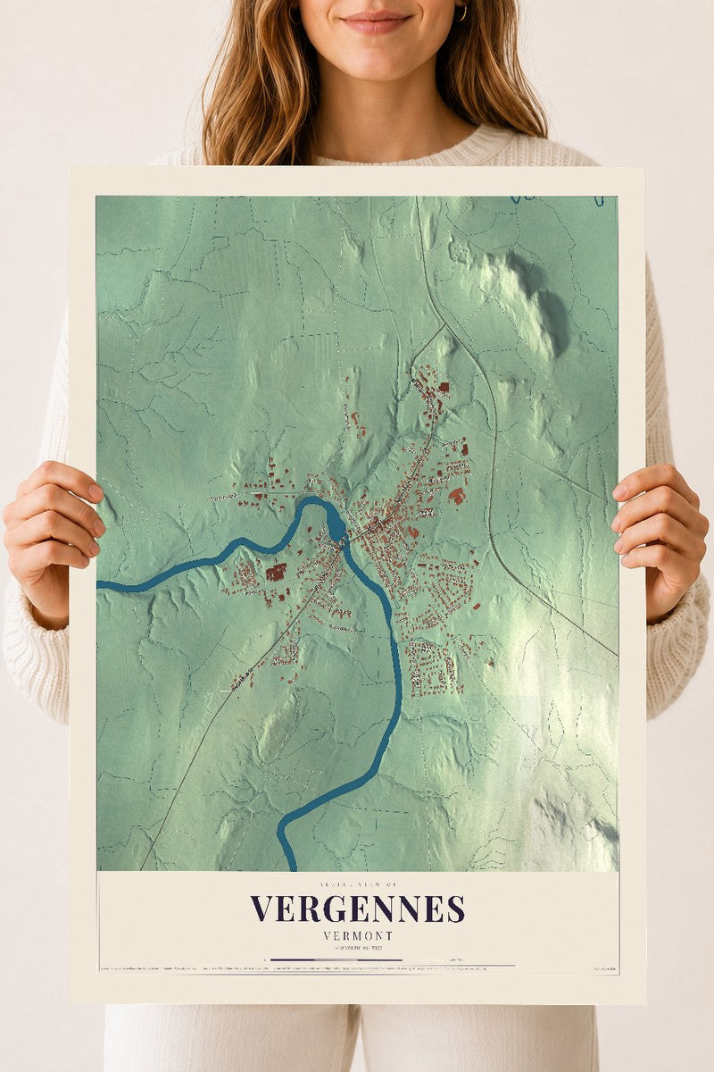 Vergennes, Vermont map print - 18 x 24 archival matte print