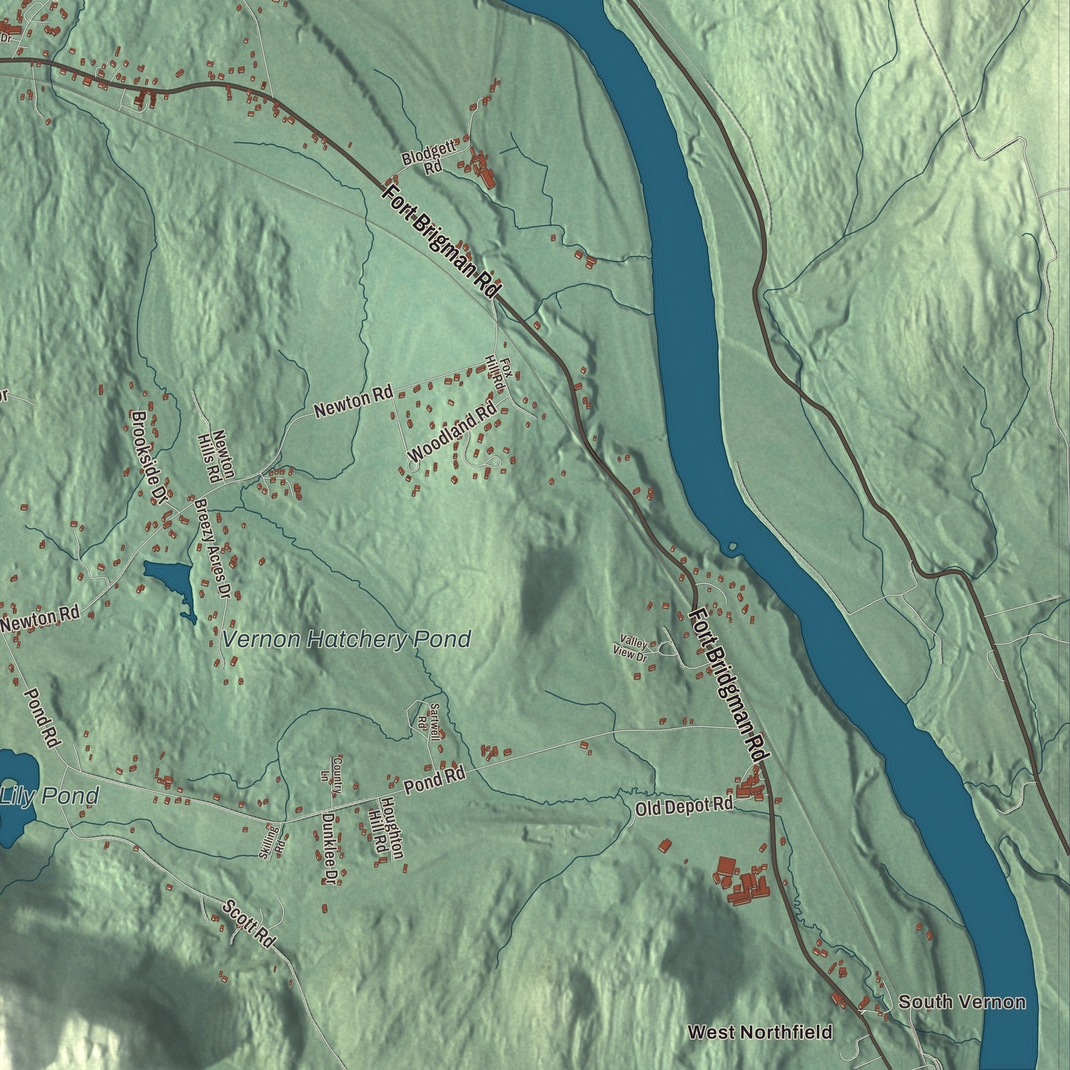 Street and neighborhood detail from the Vernon, Vermont map