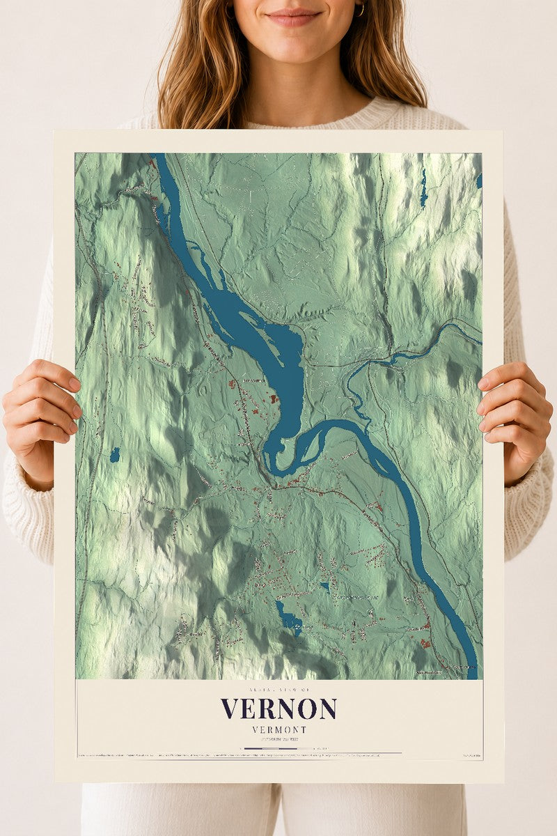 Vernon, Vermont map print - 18 x 24 archival matte print
