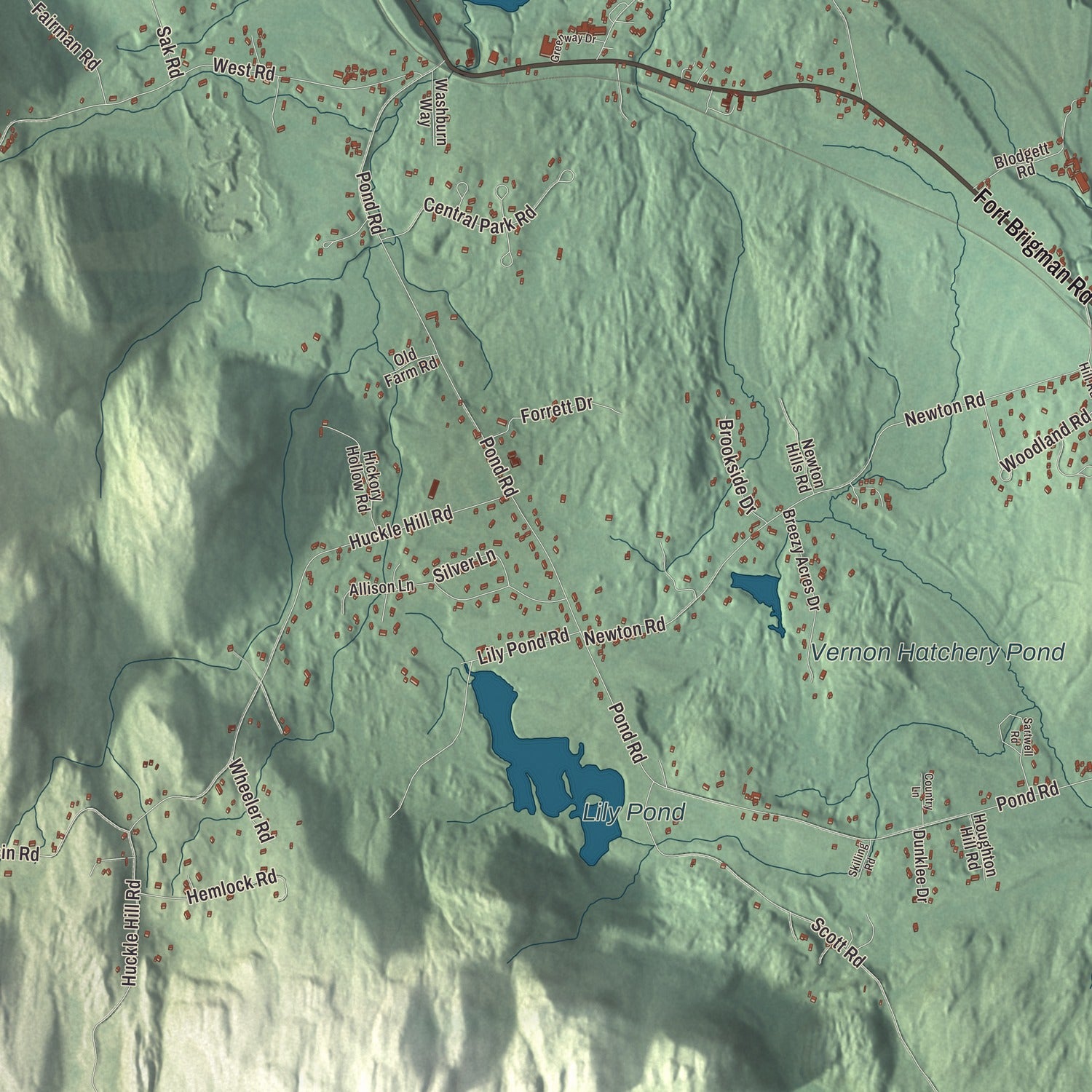 Terrain and local geography detail from the Vernon, Vermont map