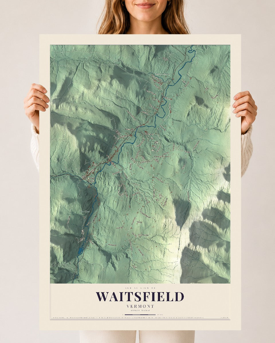 Waitsfield, Vermont map print - 24 x 36 archival matte print