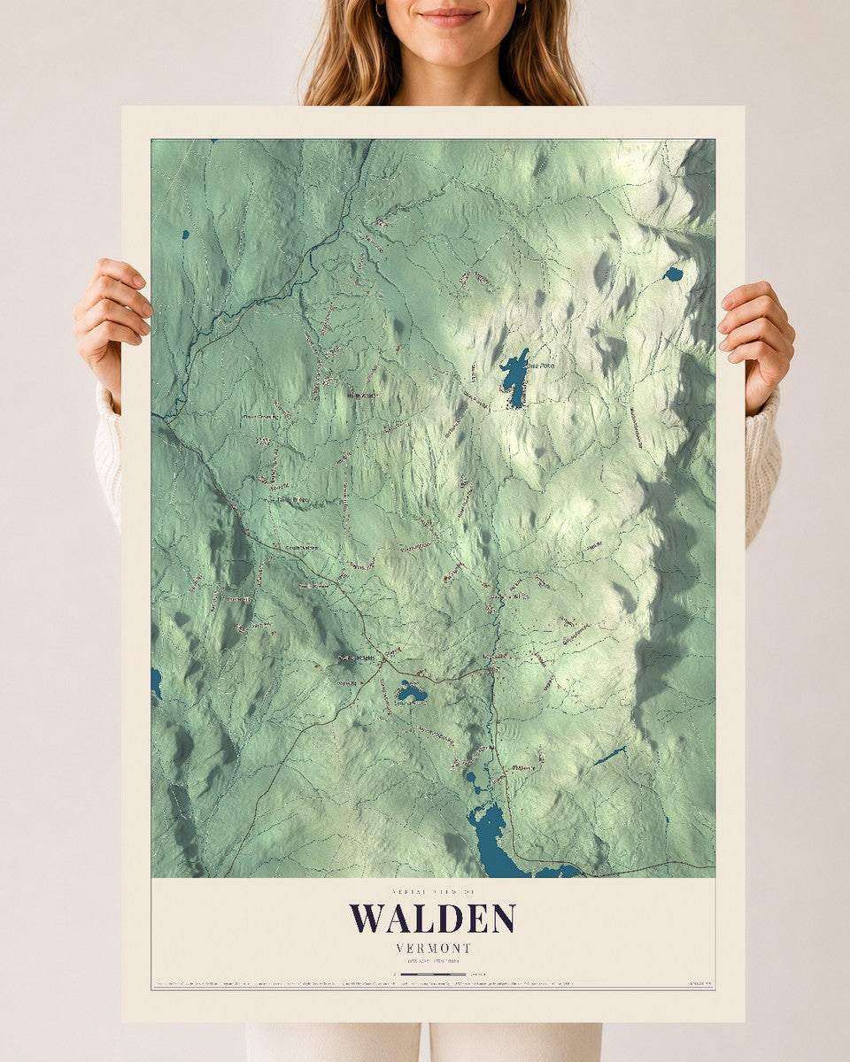 Walden, Vermont map print - 24 x 36 archival matte print