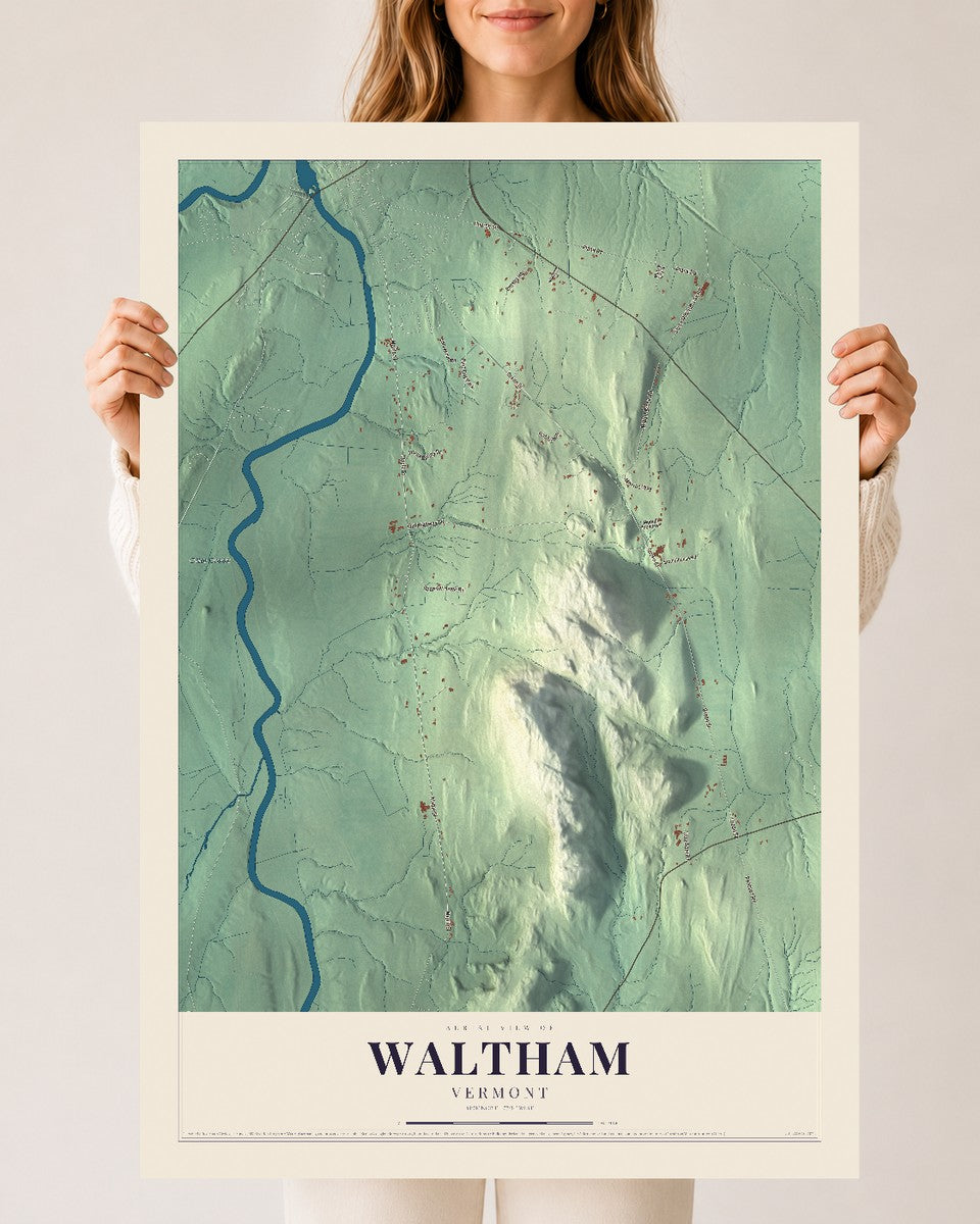 Waltham, Vermont map print - 24 x 36 archival matte print