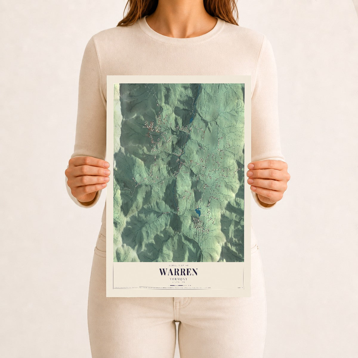 Warren, Vermont map print - 12 x 18 archival matte print