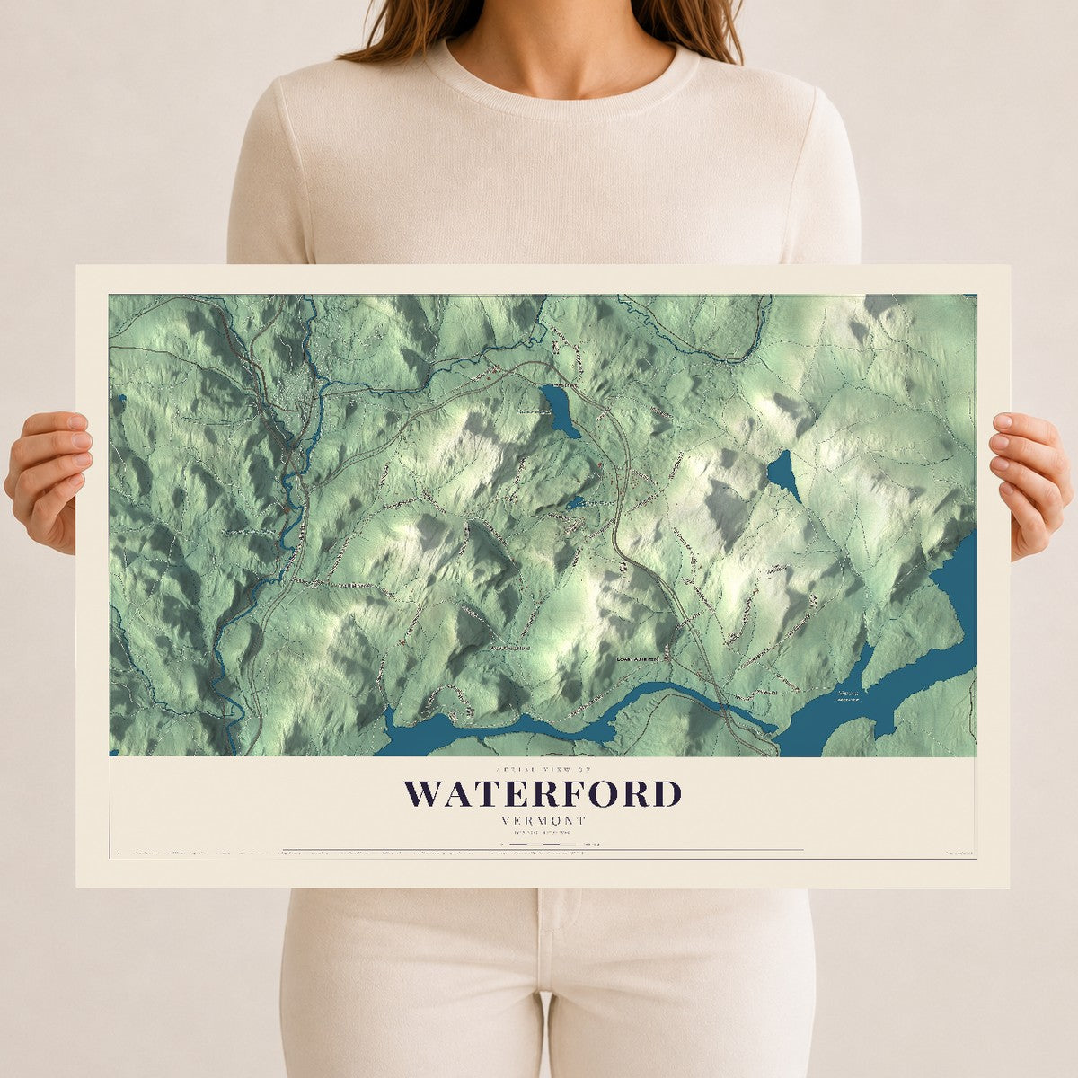 Map of Waterford, Vermont, 12 x 18 inch unframed archival matte print