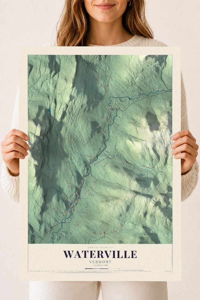 Waterville, Vermont map print - 18 x 24 archival matte print