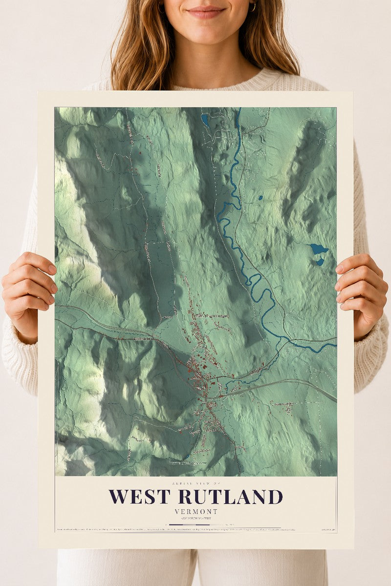West Rutland, Vermont map print - 18 x 24 archival matte print
