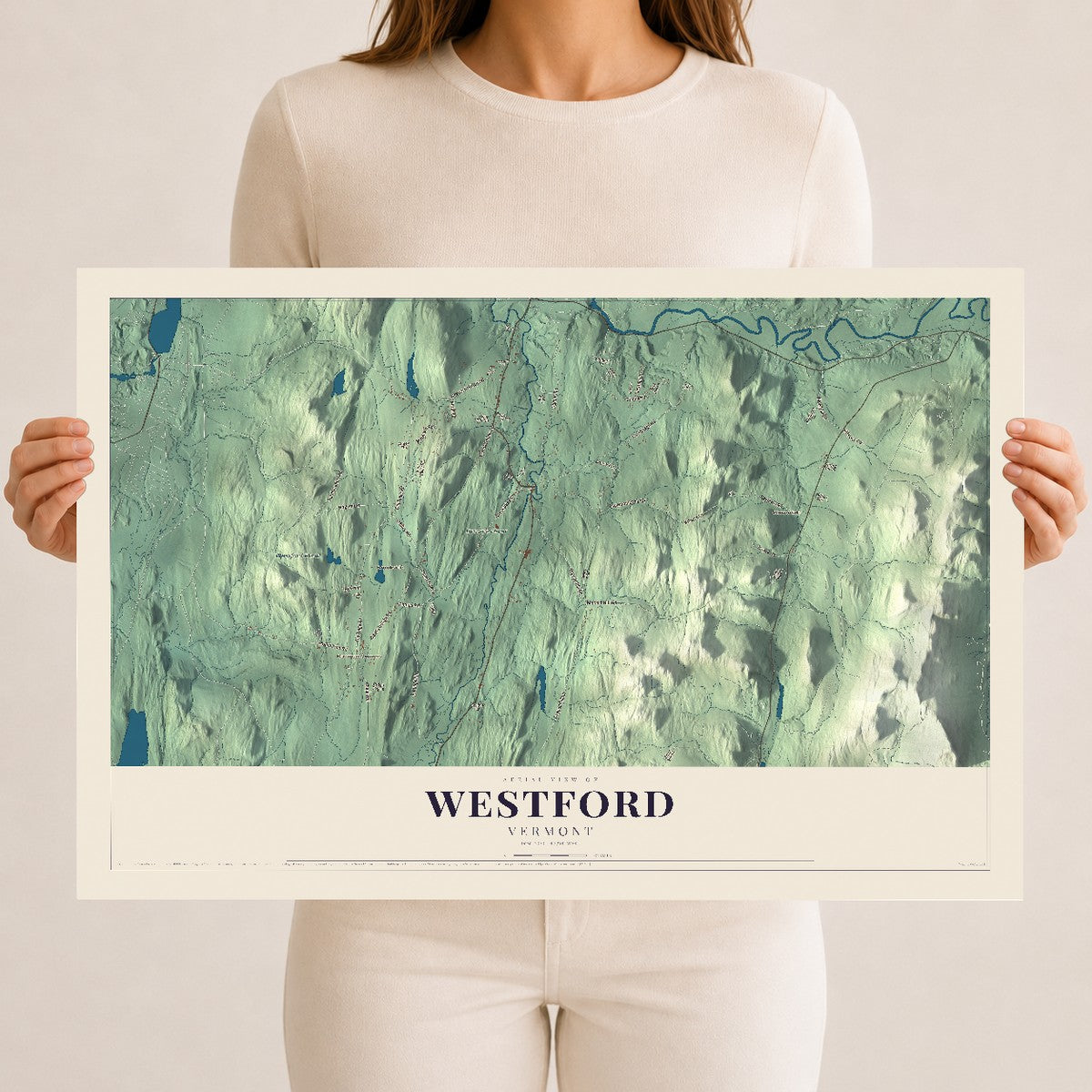 Map of Westford, Vermont, 12 x 18 inch unframed archival matte print