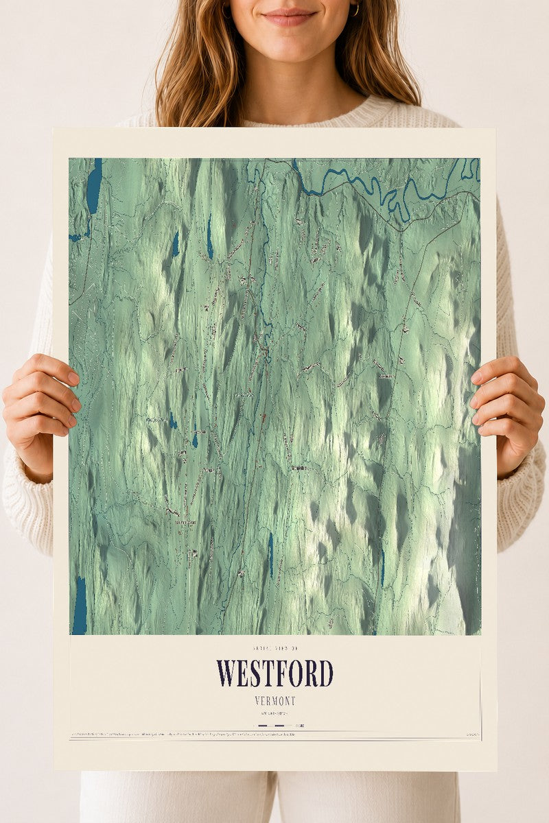 Westford, Vermont map print - 18 x 24 archival matte print