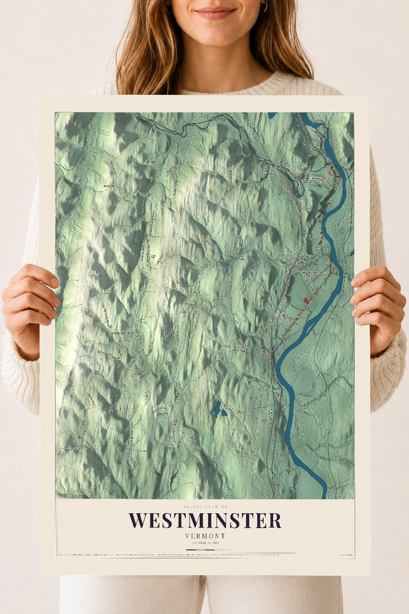 Westminster, Vermont map print - 18 x 24 archival matte print