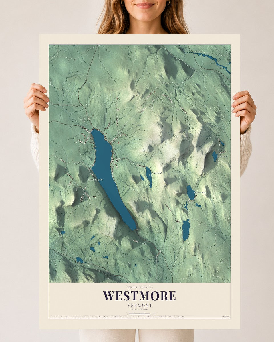 Westmore, Vermont map print - 24 x 36 archival matte print