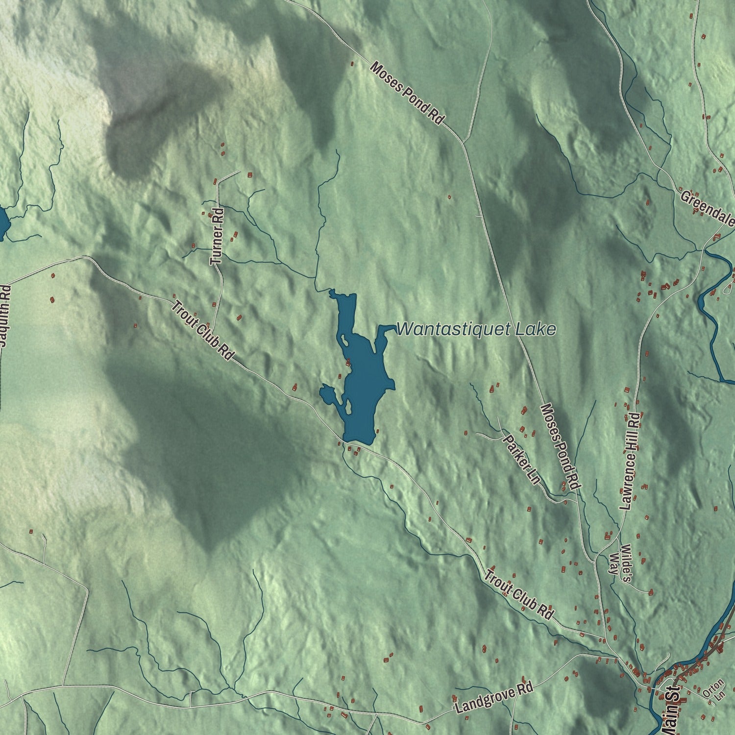 Terrain and local geography detail from the Weston, Vermont map