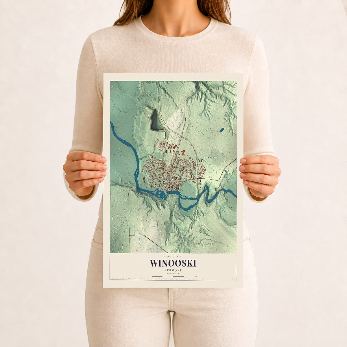 Winooski, Vermont map print - 12 x 18 archival matte print